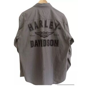 Harley Davidson Gray Medium Button Down Shirt